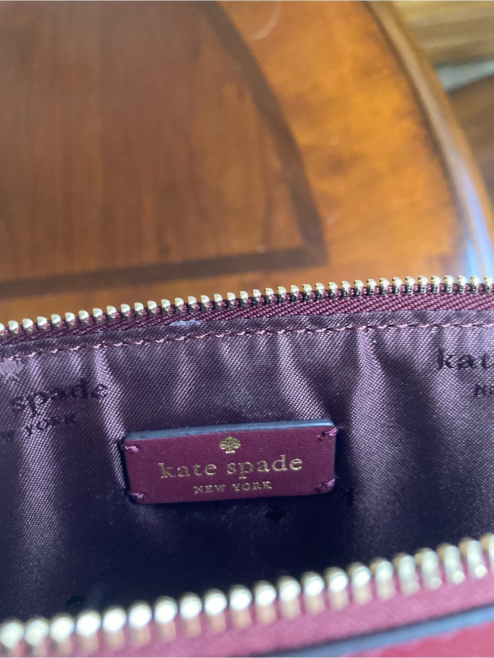 Kate Spade New York Staci Top-Zip Medium Wristlet Pouch Burgundy/Wine Red EUC - Picture 13 of 16
